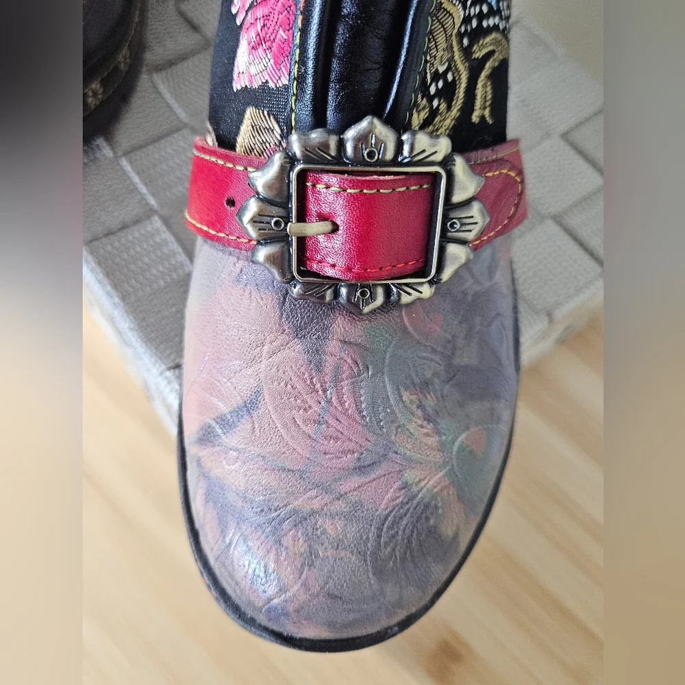 NIB!  L' ARTISTE BY SPRING STEP Floral Heeled Boots, Women's Size 7.5-8 M/ EU 38 - Picture 5 of 12